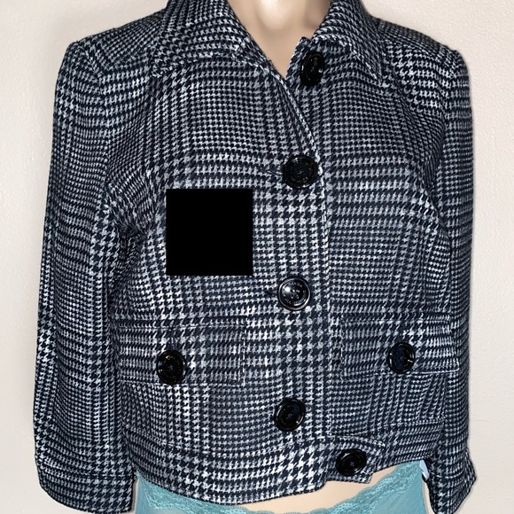 7 For All Mankind Plaid Tartan Tweed Crop Jacket M Y2K Old Money Quiet Luxury - Picture 6 of 8